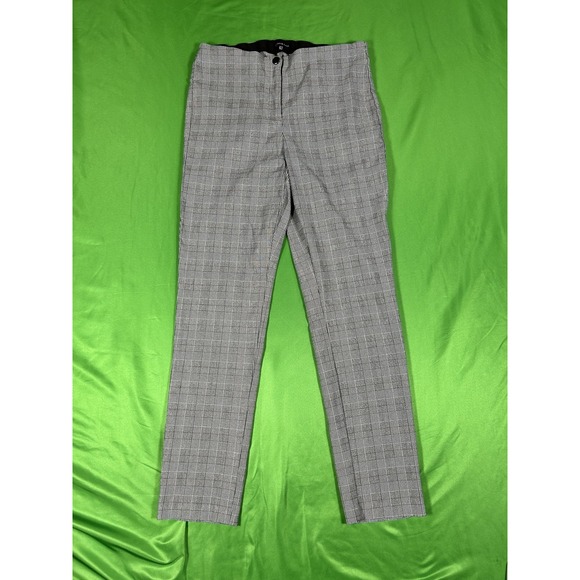 Violets & Roses Pants - Violets & Roses Women Grey Glen Plaid Slim Fit Trousers Size 12/31 High Rise